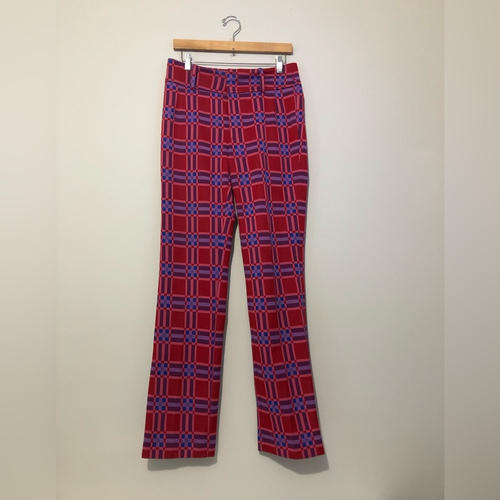 Attic And Barn Size 42 Women’s Retro Red and Blue Geometric Plaid Pants